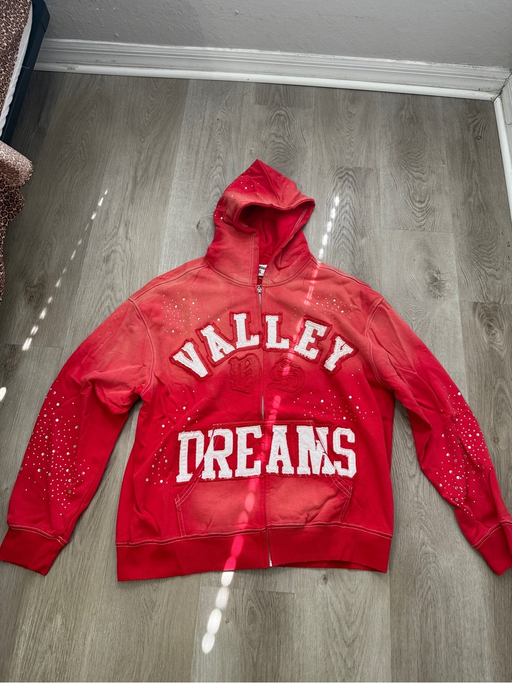 Valley Dreams Red Zip-Up Hoodie with Hood